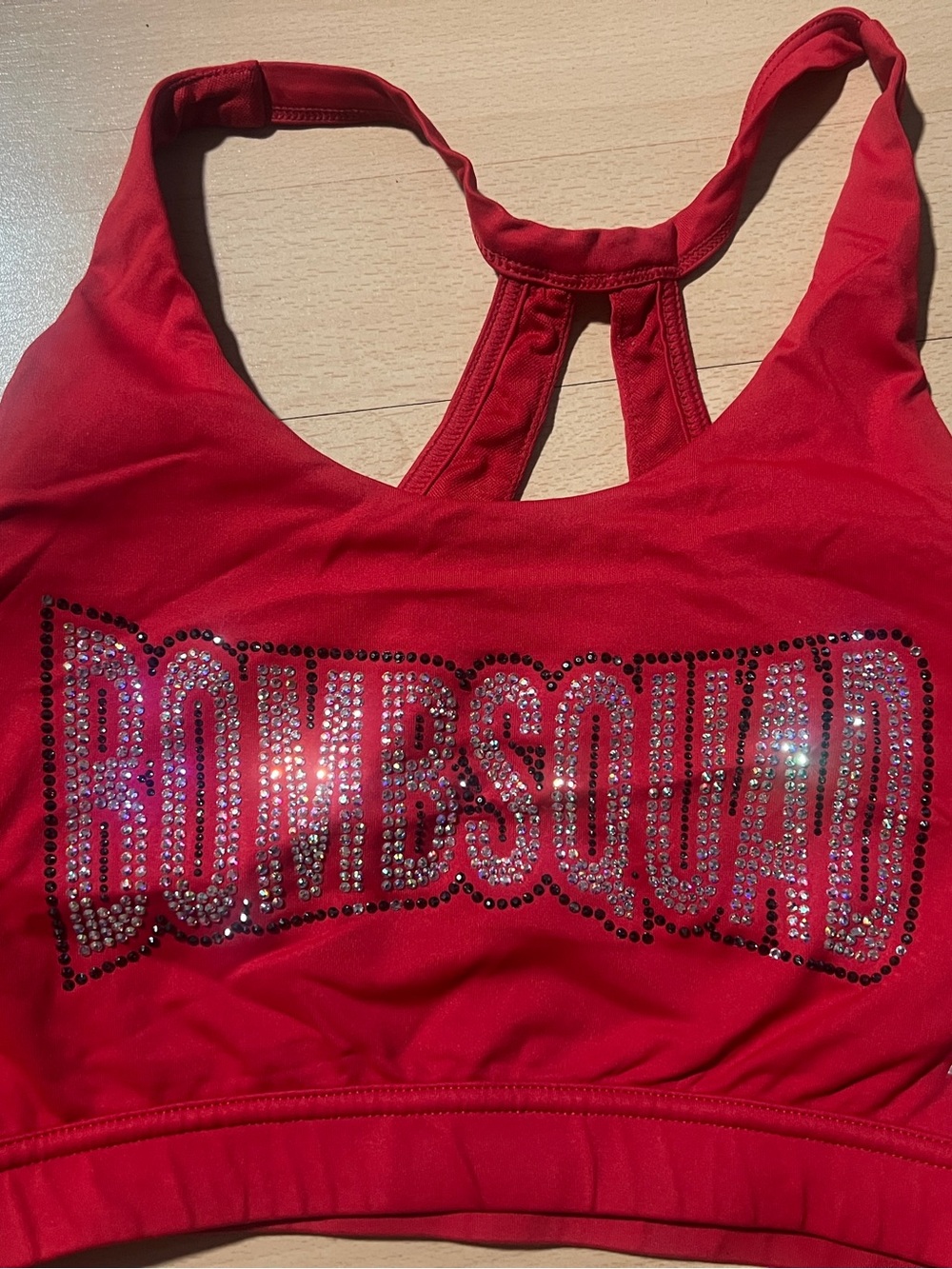 Cheer Extreme C4 BOMBSQUAD Red Rhinestone Sports Bra